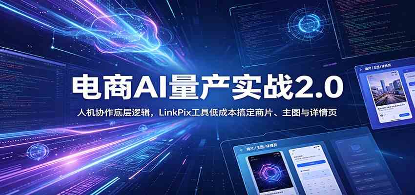 电商人AI量产实战2.0：人机协作底层逻辑，LinkPix工具低成本搞定商片、主图与详情页-赚客网赚