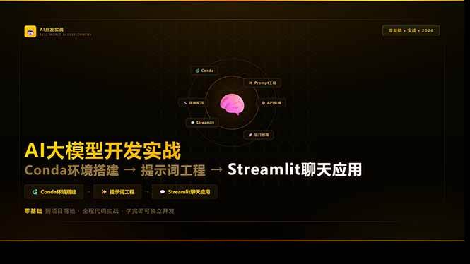 （17723期）AI大模型开发实战：Conda环境搭建→提示词工程→Streamlit聊天应用，零基础到项目落地-微乐源创业网