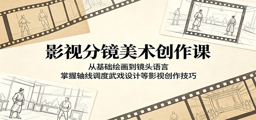 影视分镜美术创作课：从基础绘画到镜头语言，掌握轴线调度武戏设计等影视创作技巧-吾藏分享