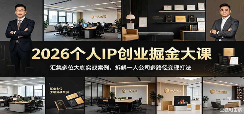 2026个人IP创业掘金大课：汇集多位大咖实战案例，拆解一人公司多路径变现打法-吾藏分享