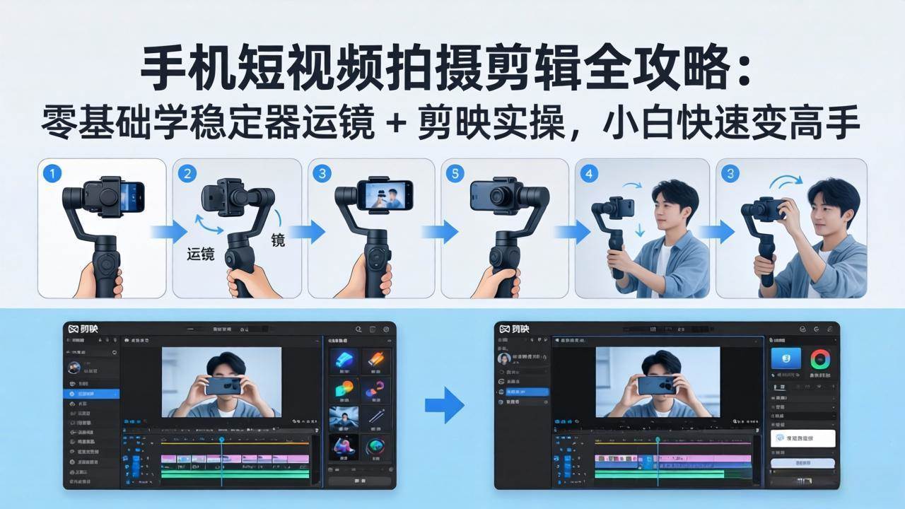 （18003期）手机短视频拍摄剪辑全攻略：零基础学稳定器运镜 + 剪映实操，小白快速变高手-赚客网赚