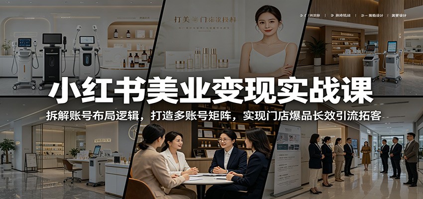 小红书美业变现实战课：拆解账号布局逻辑，打造多账号矩阵，实现门店爆品长效引流拓客-吾藏分享