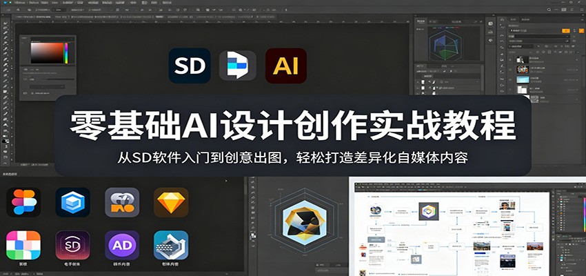 零基础AI设计创作实战教程：从SD软件入门到创意出图，轻松打造差异化自媒体内容-吾藏分享