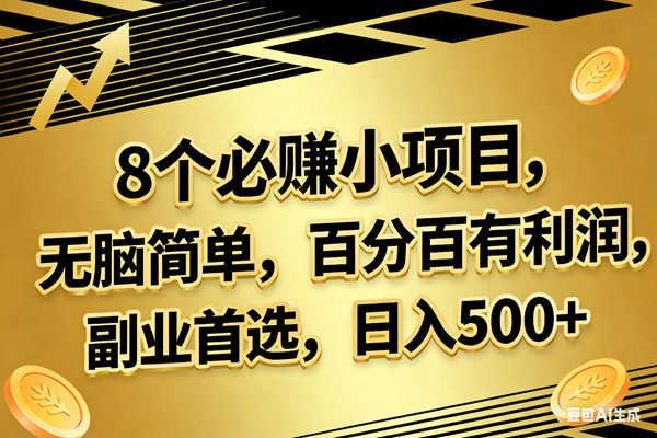 （17793期）10个必赚的小项目，百分百有利润，无脑简单，副业首选，日入300+-赚客网赚