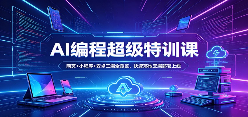 AI编程超级特训课：网页+小程序+安卓三端全覆盖，快速落地云端部署上线-休闲网赚three