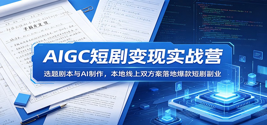 AIGC短剧变现实战营：选题剧本与AI制作，本地线上双方案落地爆款短剧副业-吾藏分享