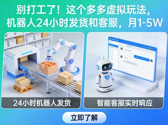 别打工了！这个多多虚拟玩法，机器人24小时发货和客服，月1-5W【揭秘】-吾藏分享