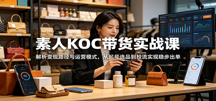 素人KOC带货实战课：解析变现路径与运营模式，从起号选品到投流实现稳步出单-吾藏分享