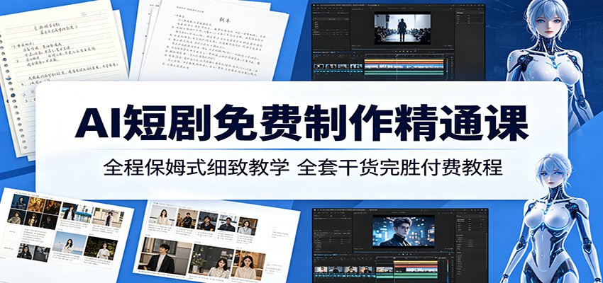 AI短剧免费制作精通课：全程保姆式细致教学，全套干货完胜付费教程-雷总联盟