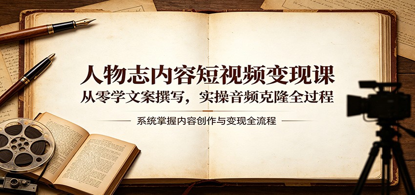 人物志内容短视频变现课：从零学文案撰写，实操音频克隆全过程-吾藏分享