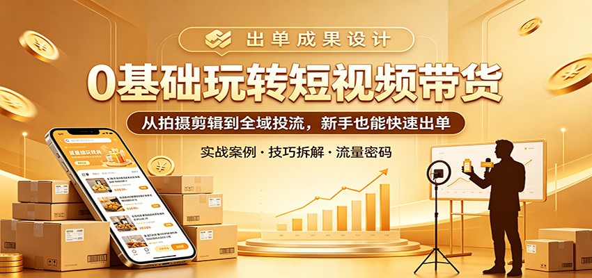 0基础玩转短视频带货：从拍摄剪辑到全域投流，新手也能快速出单-吾藏分享