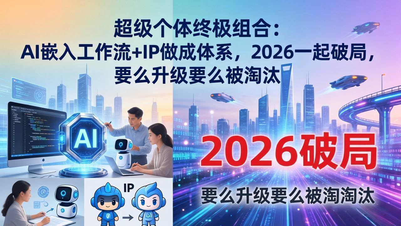 （17789期）超级个体终极组合：AI嵌入工作流+IP做成体系，2026一起破局，要么升级要么被淘汰-休闲网赚three