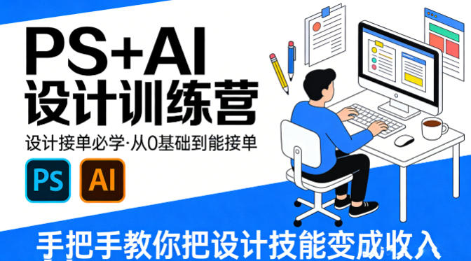 设计接单必学，PS+AI设计训练营，从0基础到能接单，手把手教你把设计技能变成收入-赚客网赚