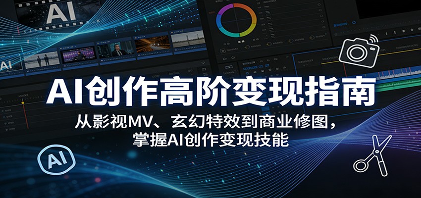 AI创作高阶变现指南：从影视MV、玄幻特效到商业修图，掌握AI创作变现技能-吾藏分享