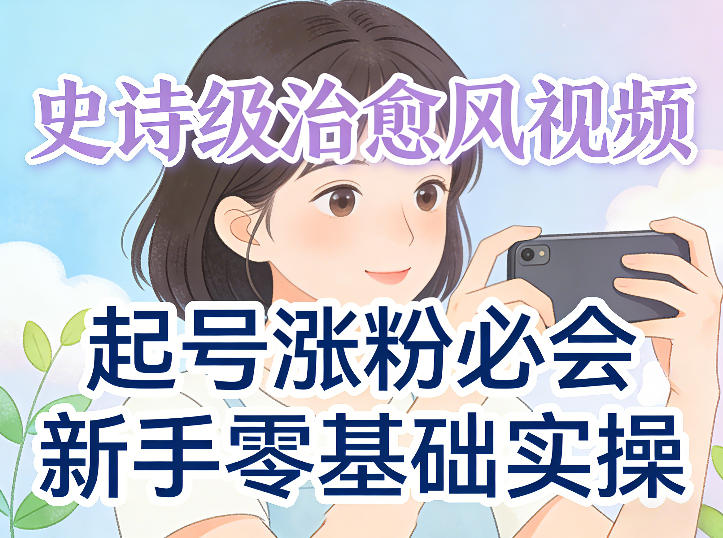 史诗级治愈风视频爆了，起号涨粉必会，新手零基础实操（实操+变现全讲解）-赚客网赚