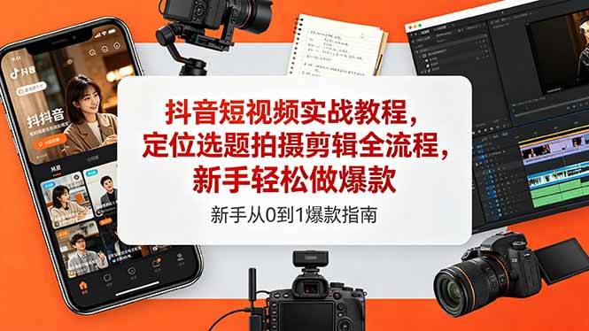 （18524期）抖音短视频实战教程，定位选题拍摄剪辑全流程，新手轻松做爆款-吾藏分享