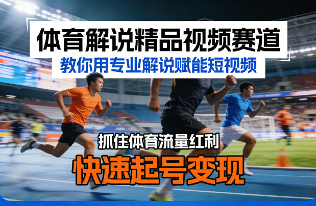 体育解说精品视频赛道，教你用专业解说赋能短视频，抓住体育流量红利，快速起号变现-赚客网赚